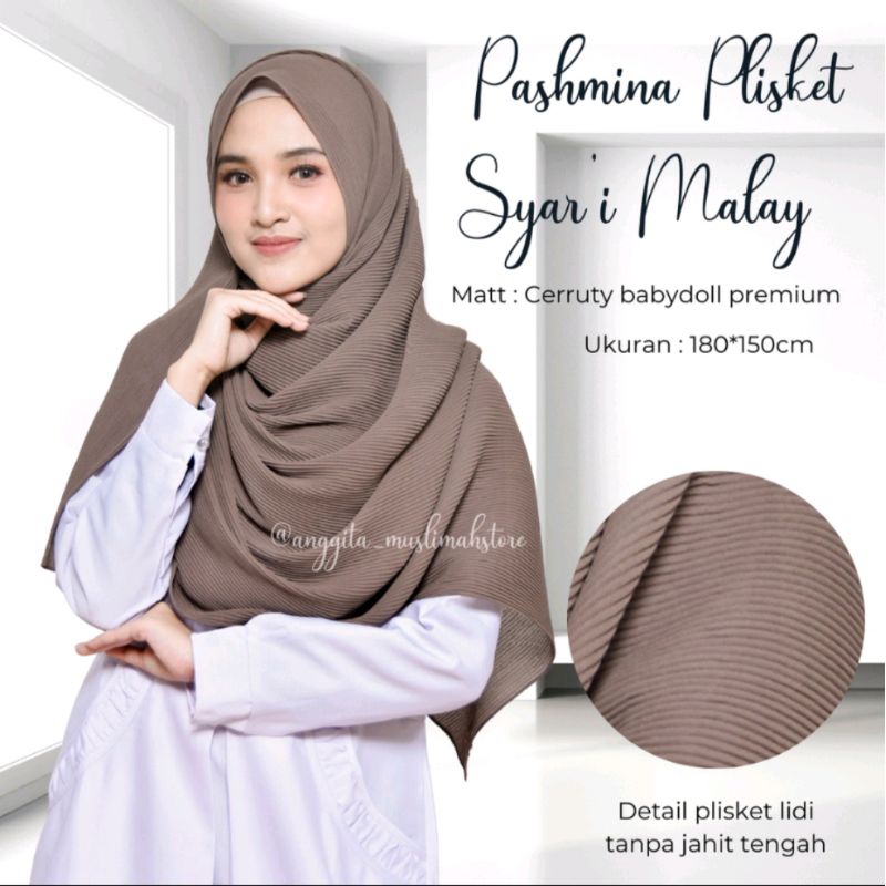 Preloved Pashmina Plisket Premium Jumbo Syari Cerruty Babydoll (Masih Bagus Bgttt)