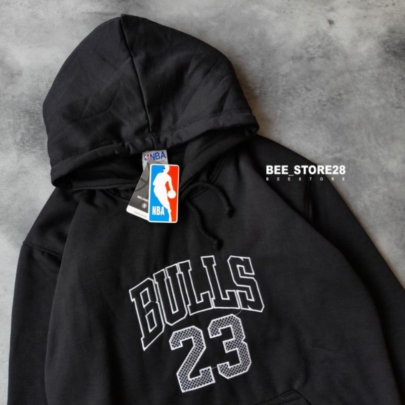 NEW!!! SWEATER HOODIE JORDAN BULLS 23 NBA BORDIR HITAM AUTHENTIC