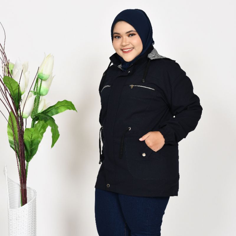 Jaket Parka Wanita Jumbo Korean Style Bolak balik Terbaru Size M L XL XXL 3XL 4XL