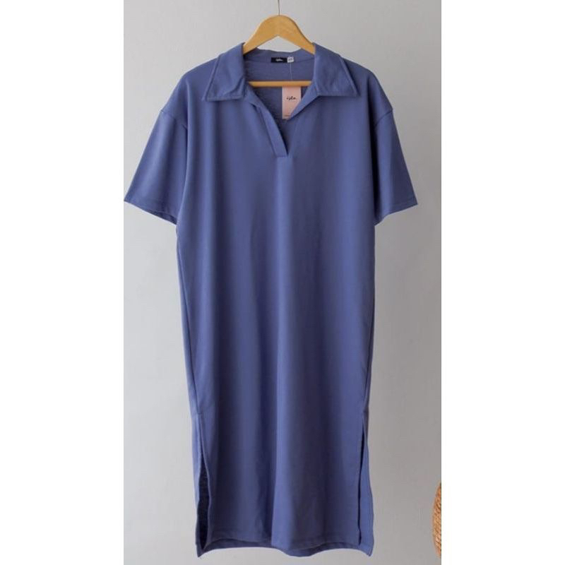 salwa midi dress v-neck crinkle airflow| atasan wanita masa kini