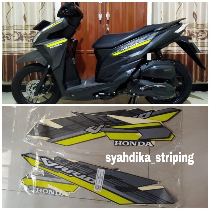 STIKER STRIPING LIS BODY HONDA VARIO TECHNO 125 LED 2017 HIJAU HITAM BERKWALITAS