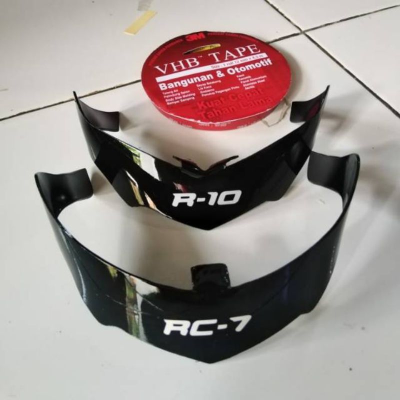 spoiler helm kyt rc 7 & kyt r10, hitam glossy free double tapenya