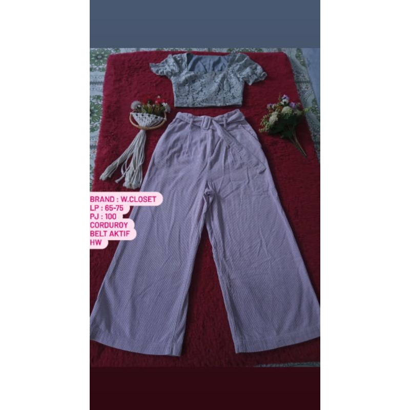 kulot corduroy hw pink belt