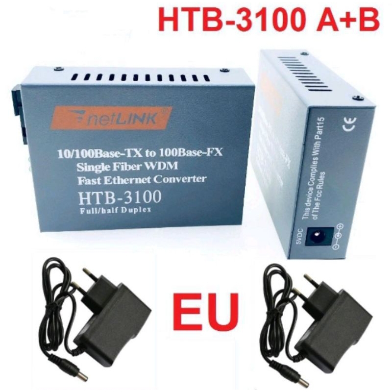 HTB 3100 A+B Fiber Optic Optical Media Converter HTB-3100 Netlink 10/100Mbps Rj45