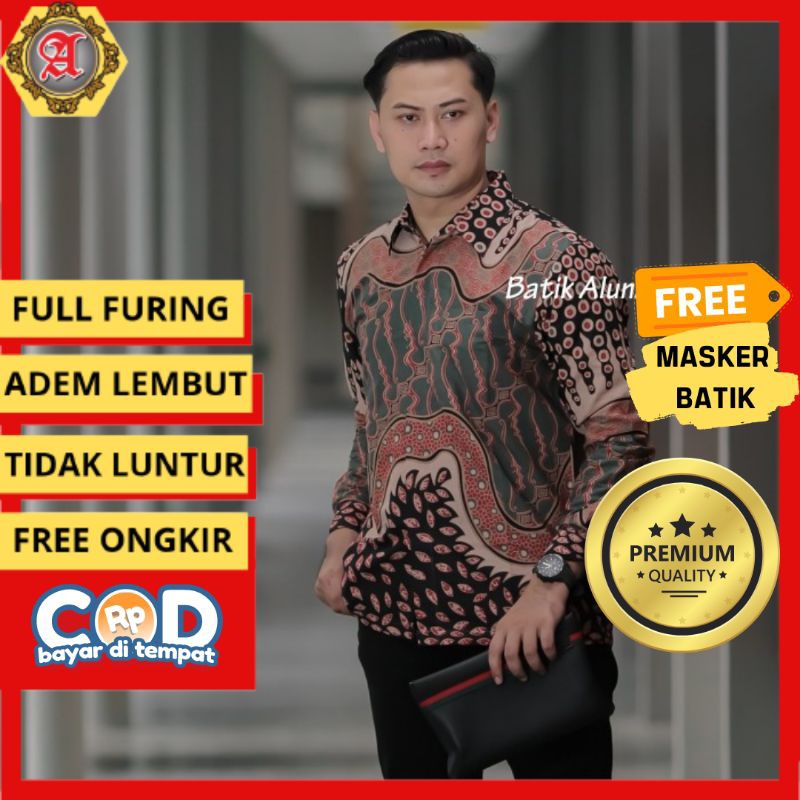 Kemeja Batik Pria Premium Solo Lengan Panjang Produsen Pabrik Batik Aluna Pekalongan Semarang Depok 