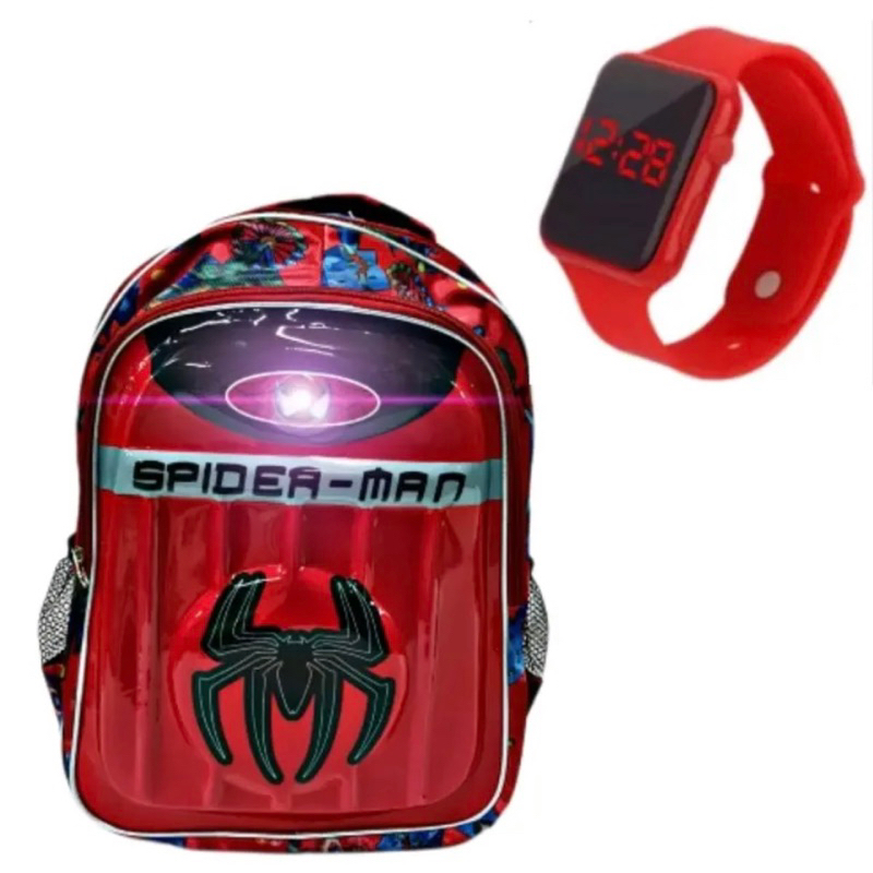 Tas anak laki laki tk dan paud tas ransel anak karakter marvel spiderman led tas punggung anak murah