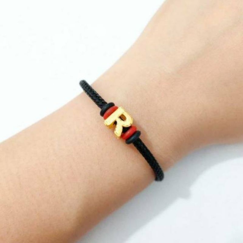 Gelang Tali Inisial Huruf R Balok Koleksi Josean Elegant Kado Ultah Emas Asli