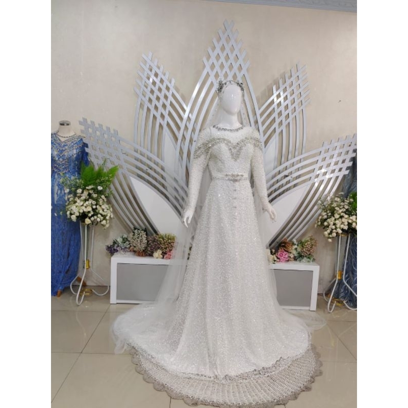 dress syari putih bw/dress putih bw/kebaya pengantin