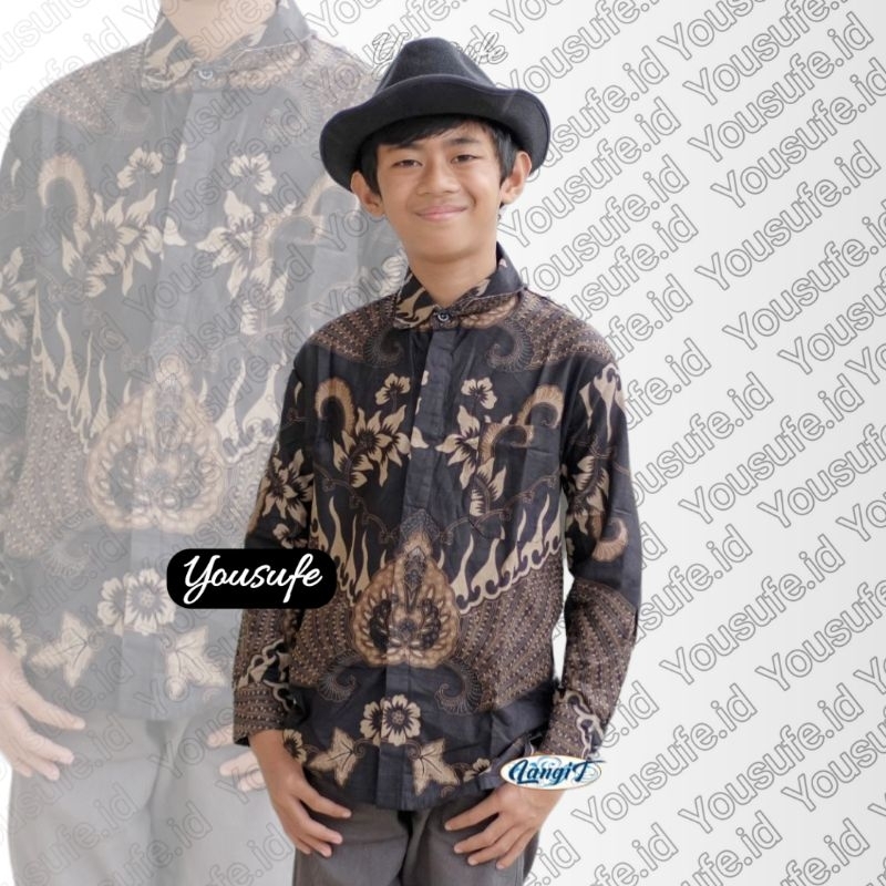 Kemeja Batik Anak Katun Seragam Keluarga Couple Ayah Dan Anak Motif Garuda Hitam Kids03