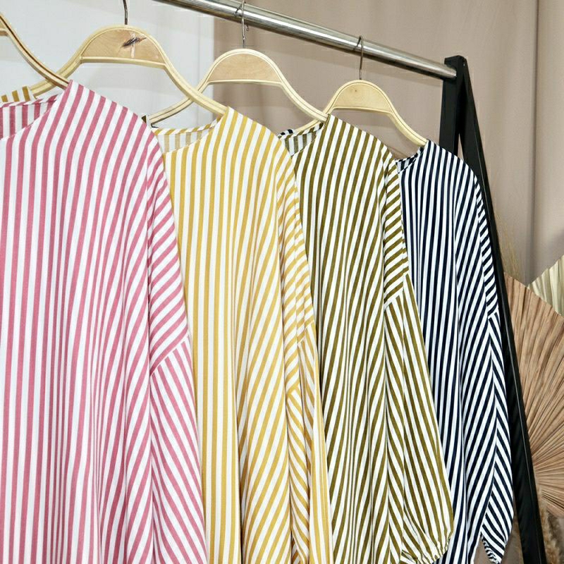 ZIVA BLUS SALUR - BLUS STIPE - BLUS GARIS GARIS - BLUS RAYON - BLUS OVERSIZE - BLUS BIG SIZE - BLUS 