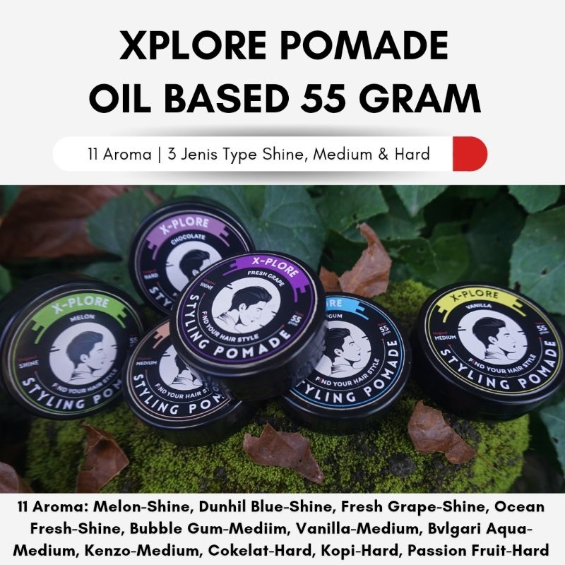 Grosir Pomade Oil Based 55 Gram Paket 20 Pcs Merek Xplore Stylish