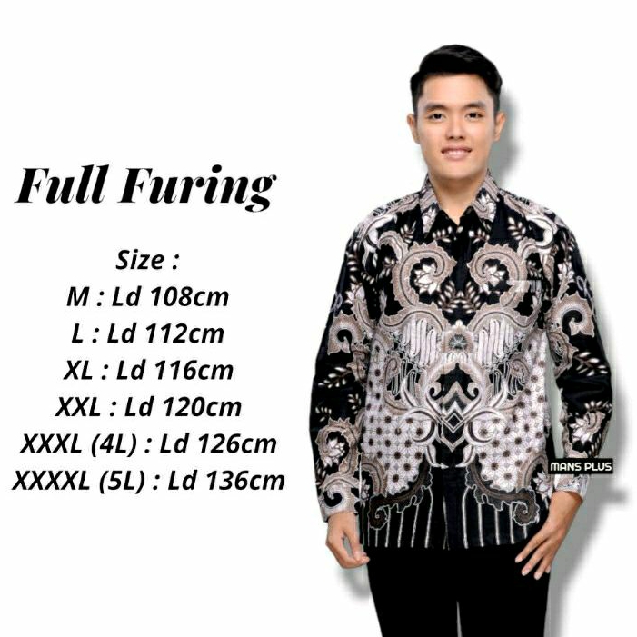 [FULL FURING] Kemeja Batik Furing Pria Jumbo Lengan Panjang 4L-5L Big Size Modern XXXL ERN