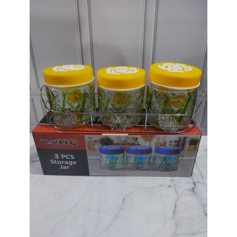 Toples Kaca HC Keranjang / isi 3 pcs / Toples lebaran / Toples kue / Termurah