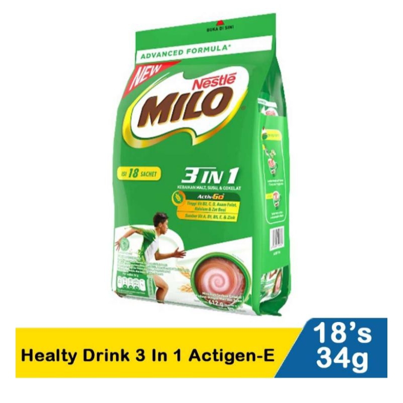 

milo healty drink 3 in 1 Actigen-E 18X34g