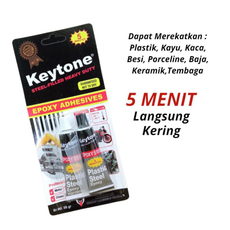 

Lem Epoxy Campur KEYTONE Lem Besi Plastik Epoxy Adhesives EPOXY 58gr KEYTONE 5 MENIT LANGSUNG KERING