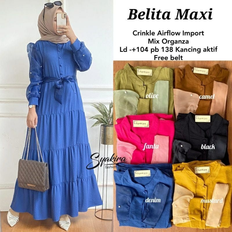 BELITA MAXY DRESS WANITA/DRESS PANJANG WANITA HIJAB