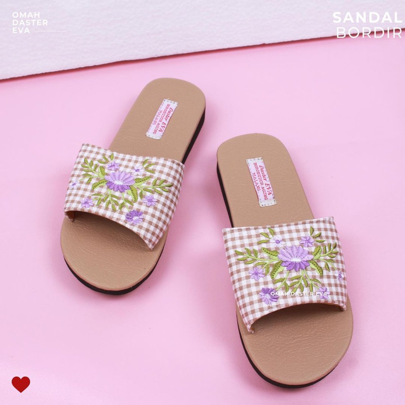 Omah Daster Eva - Sandal Slip On Wanita Bordir cantik No.39