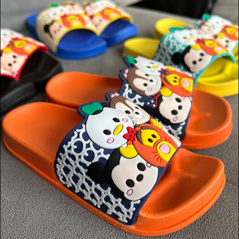 SANDAL SLOP ANAK IMPORT JELLY KARET MOTIF DISNEY TSUM TSUM WARNA