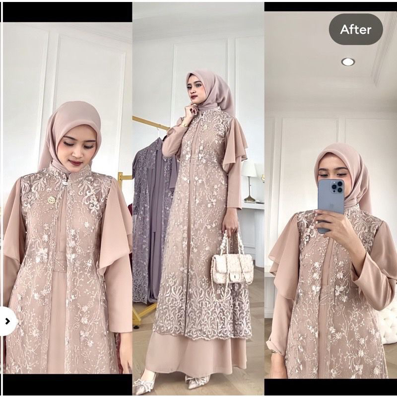 GEORGINA DRESS 3IN1 / MAXI DRESS WANITA MUSLIM / PAKAIAN WANITA HIJAB / DRESS TERBARU 2023 / MAXI PESTA KONDANGAN