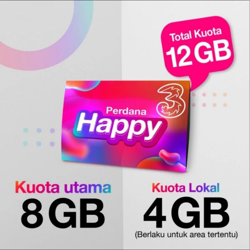 KARTU PERDANA TRI THREE 3 MURAH KUOTA  6GB 8GB 12GB 28GB FRESH LANGSUNG PAKAI