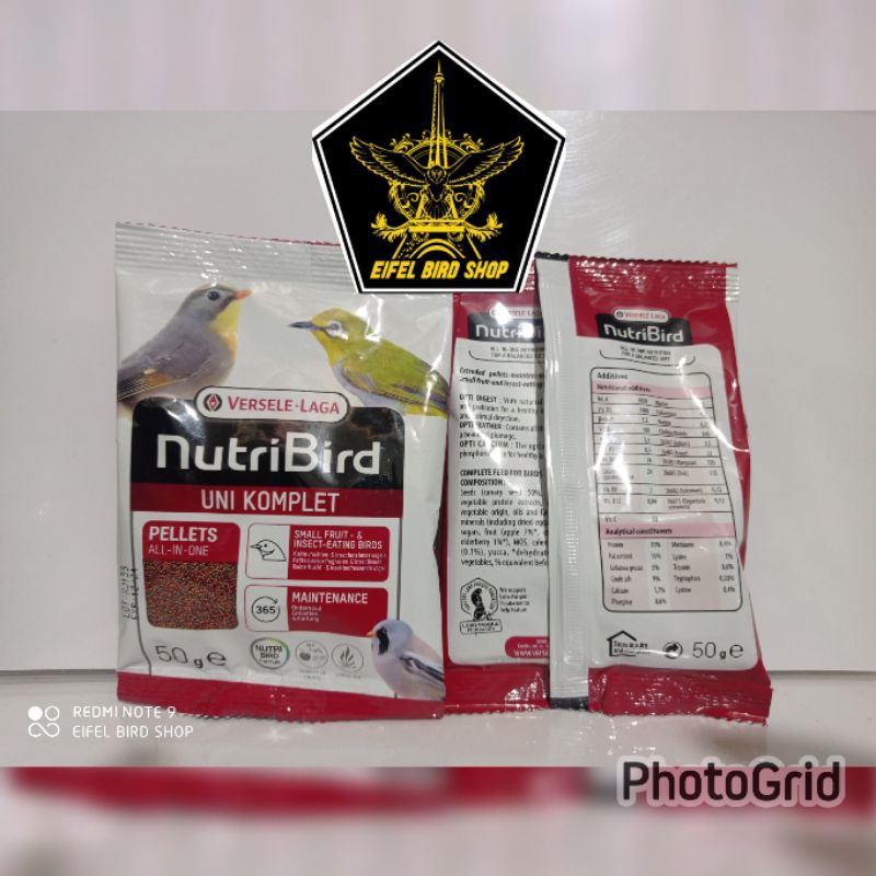 NUTRIBIRD UNI KOMPLET 50gram UNI KOMPLET SASET pakan pleci uni complete 50g