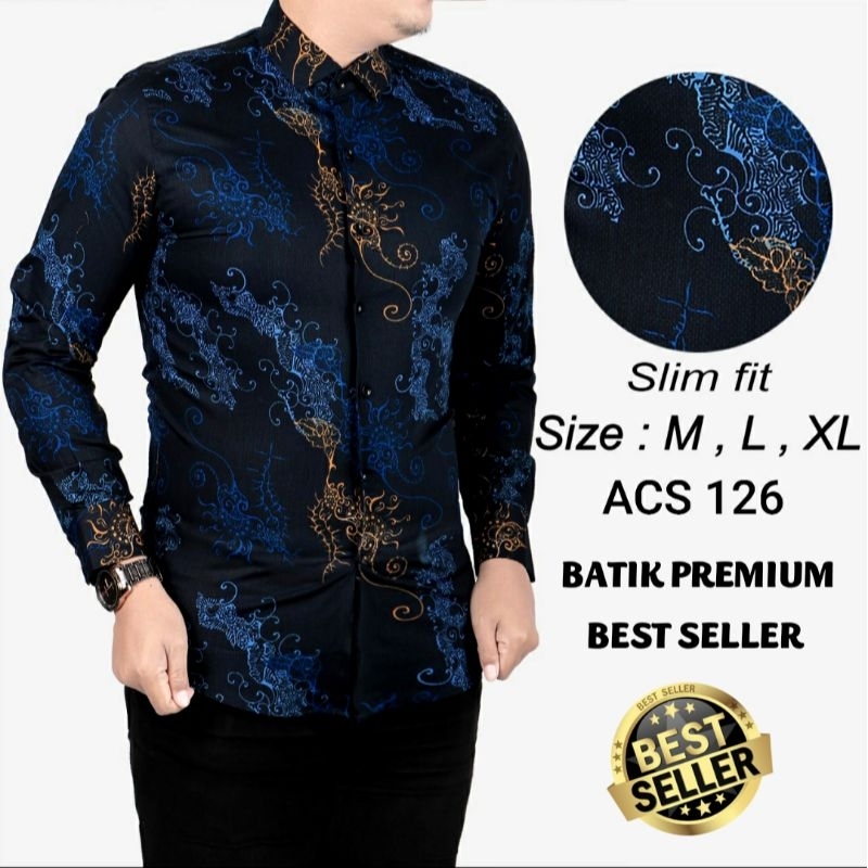 KEMEJA BATIK PRIA SLIM FIT BAJU BATIK SLIM FIT LENGAN PANJANG CKL17