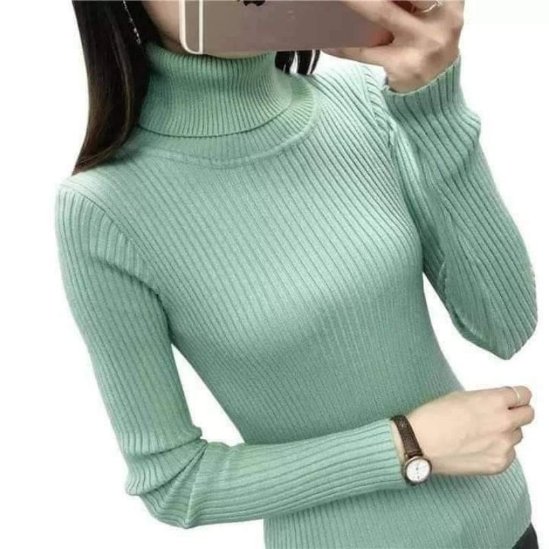 SN - TURTLENECK/LONGNECK sweater rajut wanita ribbed