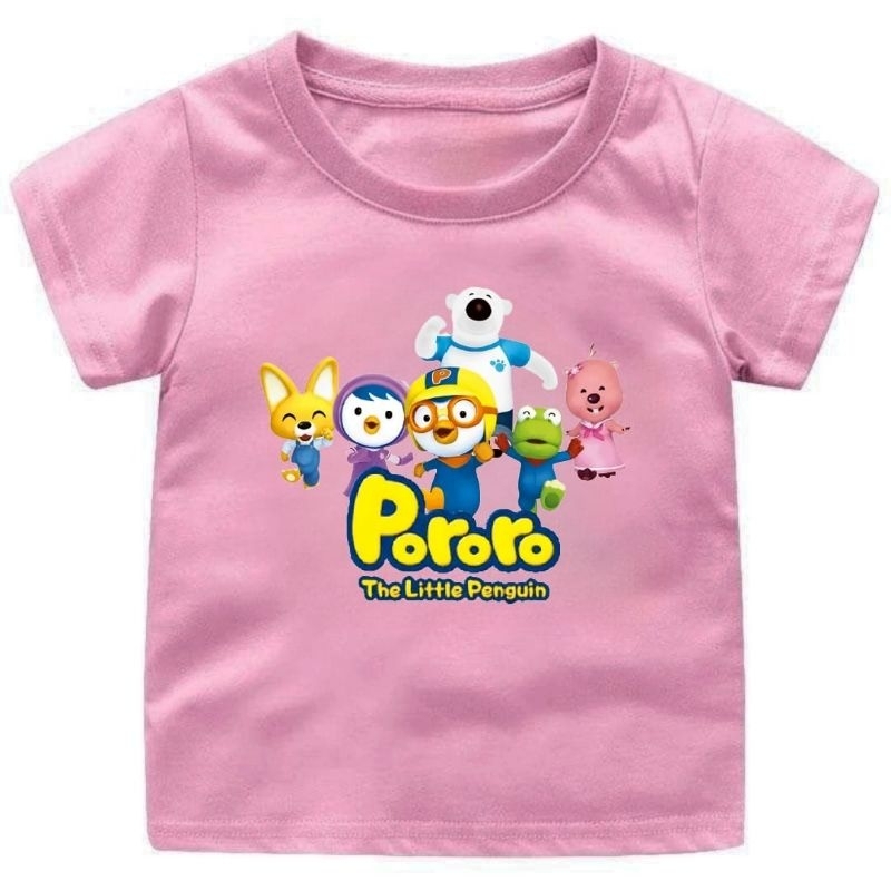 Baju Kaos Anak Cewek-Cowok 1-12Tahun PORORO//Atasan Kaos Anak Anak Lucu Ready 10 Warna