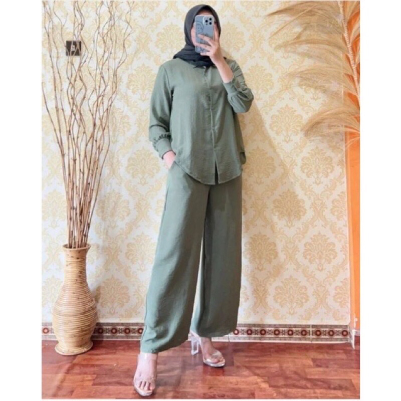 One Set Rayon Wanita Polos - Setelan Wanita Jumbo - Setelan Oversize Premium