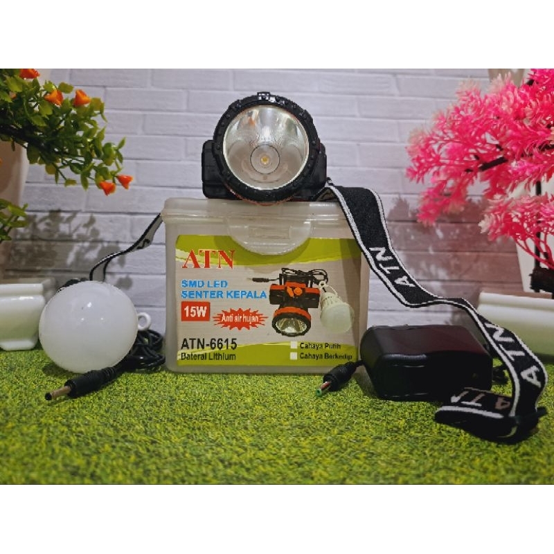 Lampu Senter Kepala ATN 6615 Lampu Senter Kepala+Lampu DC 6615 PUTIH