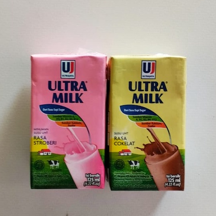 

Susu Ultramilk UHT Kemasan 125 ml Susu Rasa Stroberi dan Cokelat