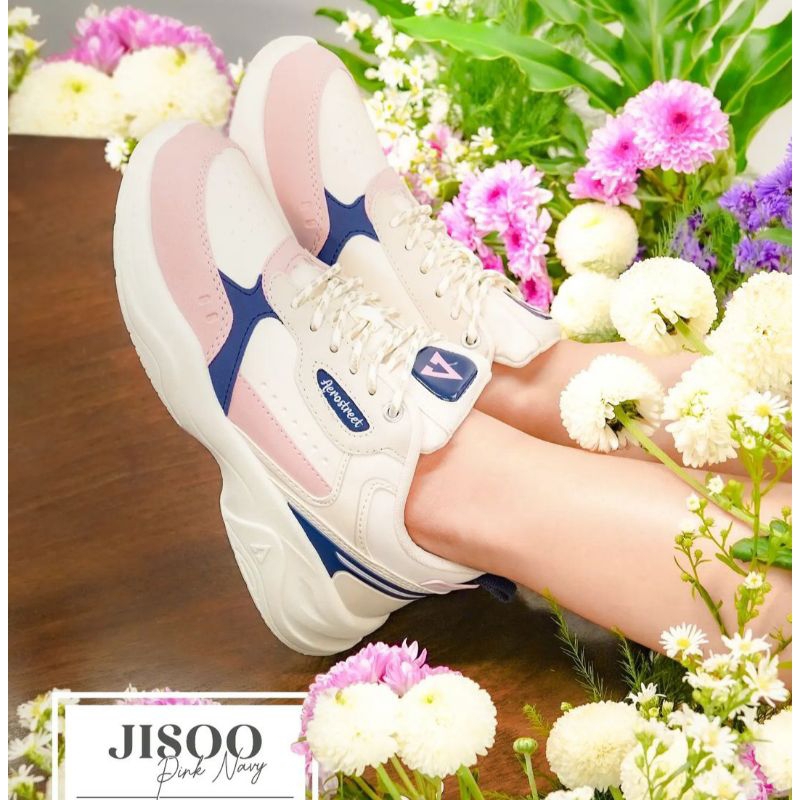 Aerostreet 37-40 jisoo pink navy - Sepatu Sneakers Casual Sport Sekolah cewek Wanita Aero Medan shoes