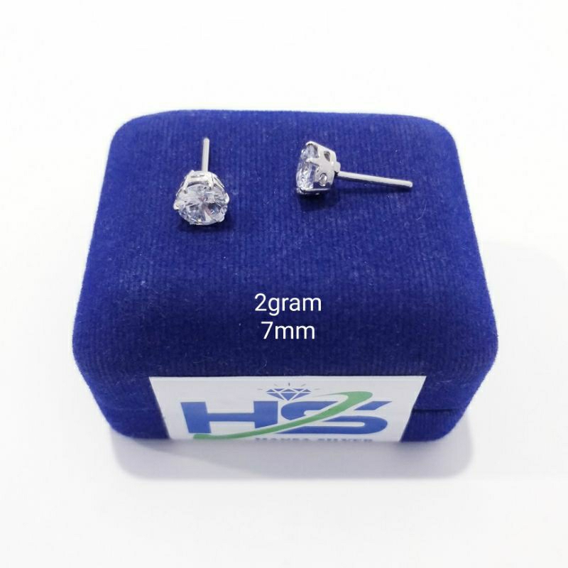 Anting Perak Asli Silver 925 Lapis Emas Putih Model Giwang Tusuk Desi - Anting Wanita Anti Karat