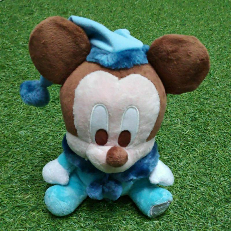 Boneka Mickey Mouse Topi dan Kerah Biru Size 20 cm Cap Kaki Original Hongkong Disneyland - hadiah ul