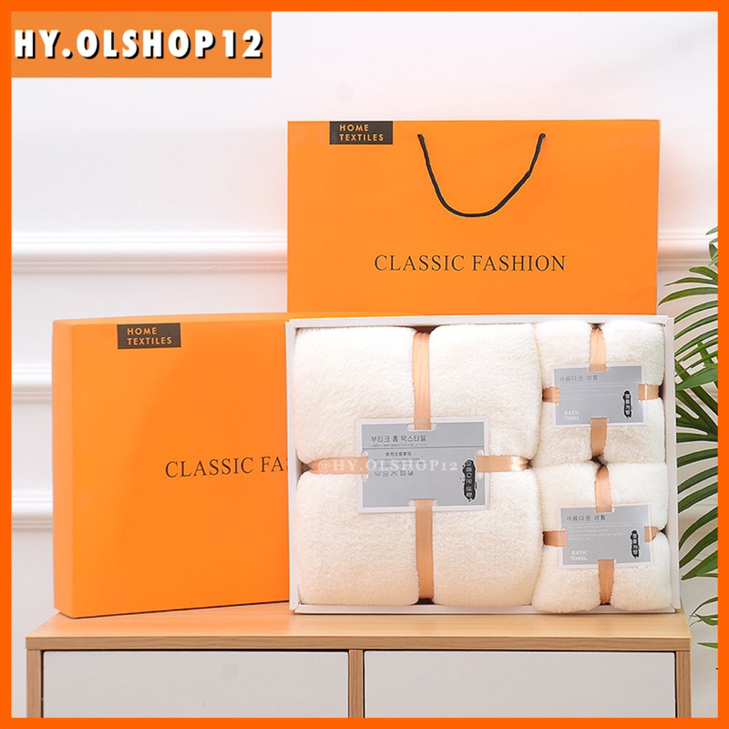 [HY.OLSHOP12] Handuk Mandi Wajah Premium 3in1 / Bath Towel Set Cotton Tebal Halus / Hadiah Souvenir Penikahan Gift Hampers Set Microfiber