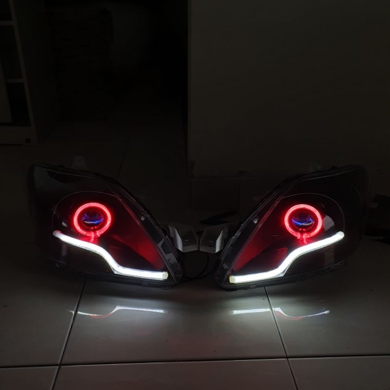 paket sepasang headlamp vios limo gen 2 projector biled dan drl alis fleksibel