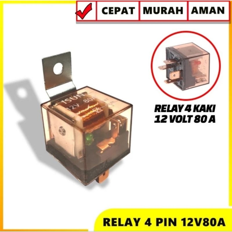 RELAY 4 KAKI 12V 80A KLAKSON LAMPU ALARM DLL