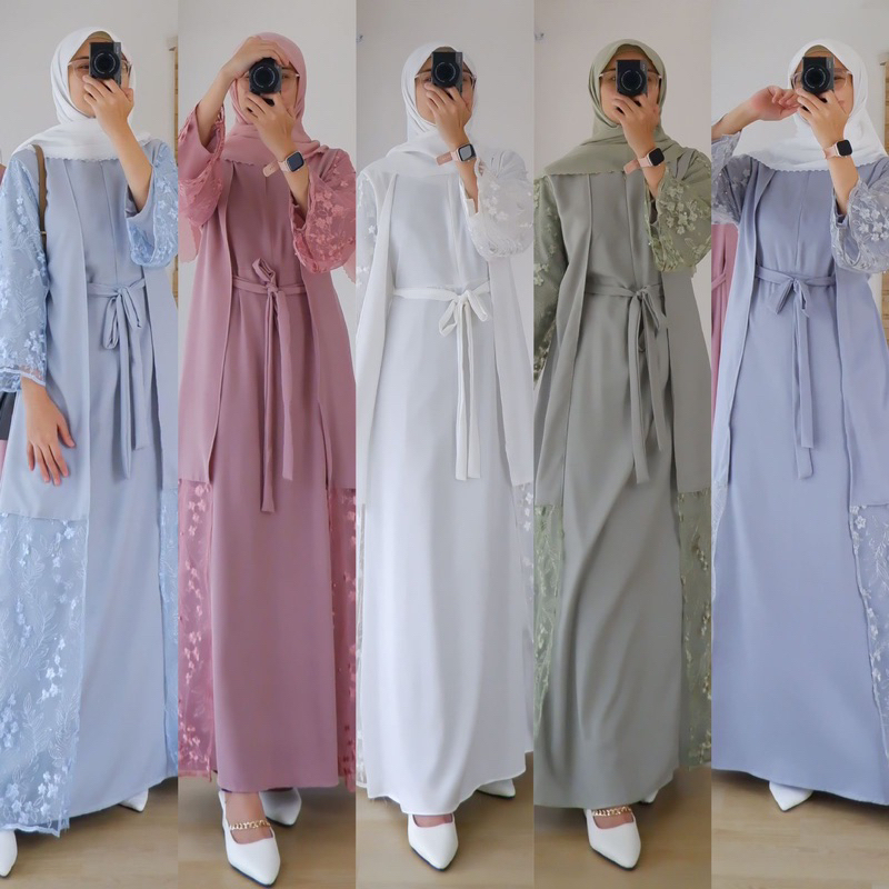 Almasah Longdress || Dress kombinasi tulle brokat