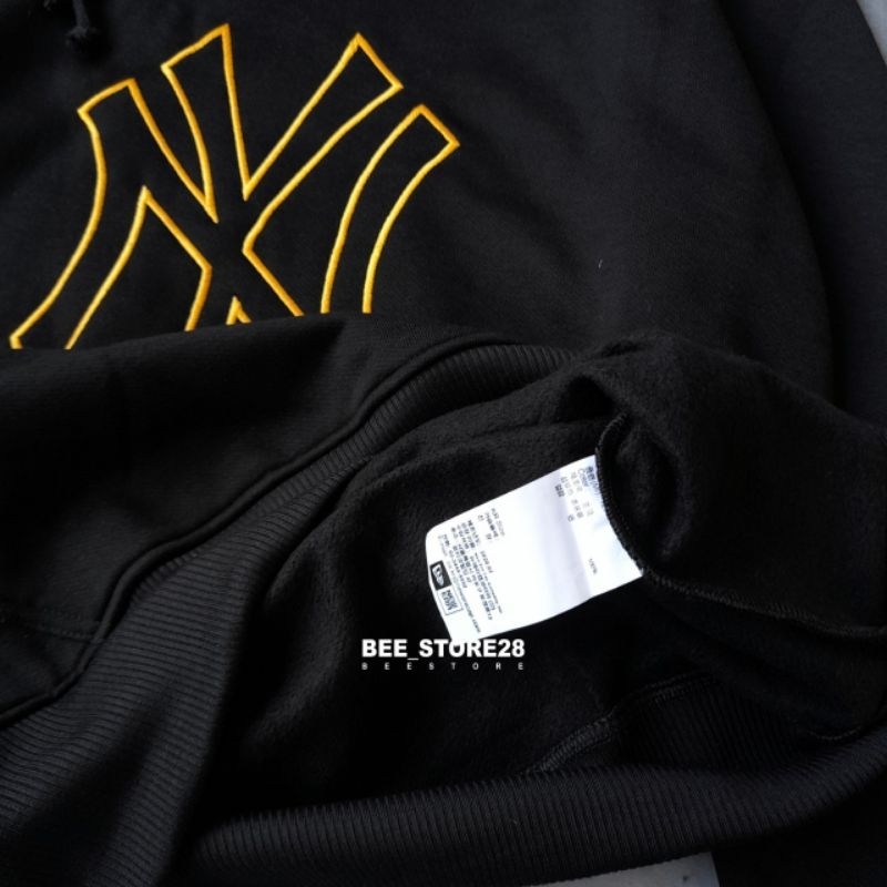 SWEATER HOODIE NY YANKEES HITAM LOGO BIG GOLD FULL BORDIR PREMIUM FULLTAG &amp; LEBEL