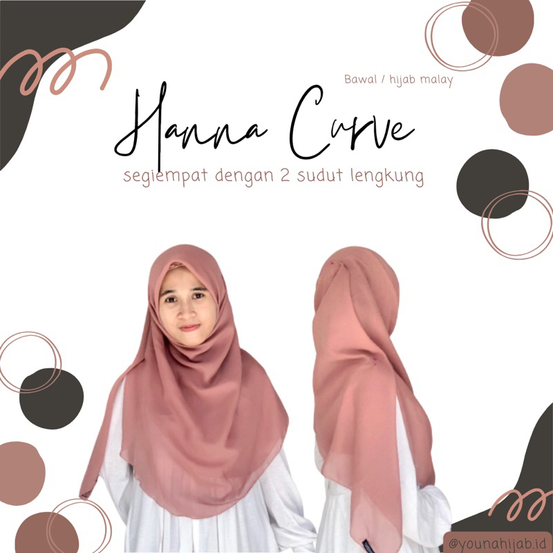 HANNA CURVE MALAY SQUARE / hijab malay / hijab oval by YOUNA