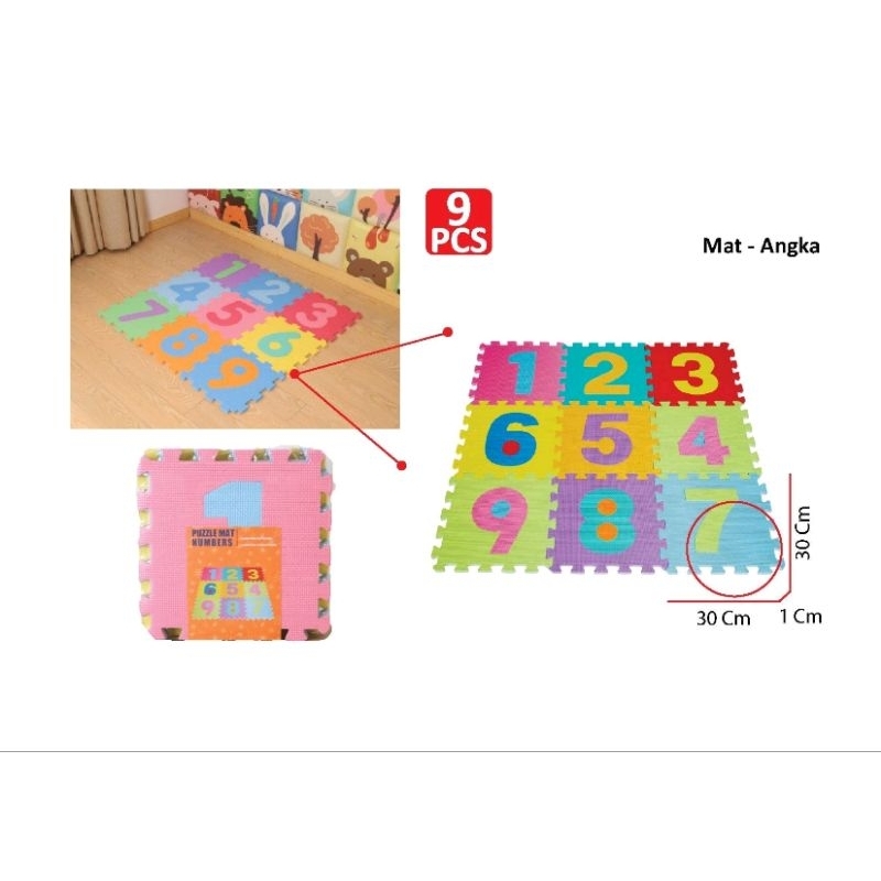 MAINAN ANAK PUZZEL MAT EVAMATS ANGKA 1-9 PLAYMAT MATRAS KARPET ALAS LANTAI BAYI DAN ANAK