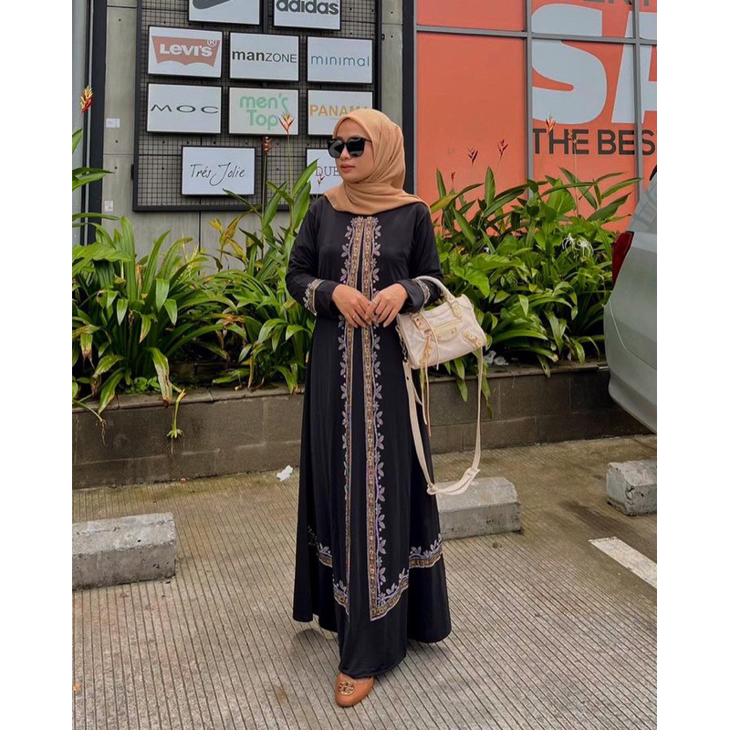 GAMIS ABAYA ARAB SAUDI HITAM