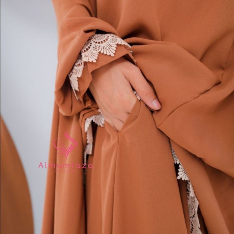 (khimar + rok) lu'lu set woolpeach luxury - Almumtaza Muslimah