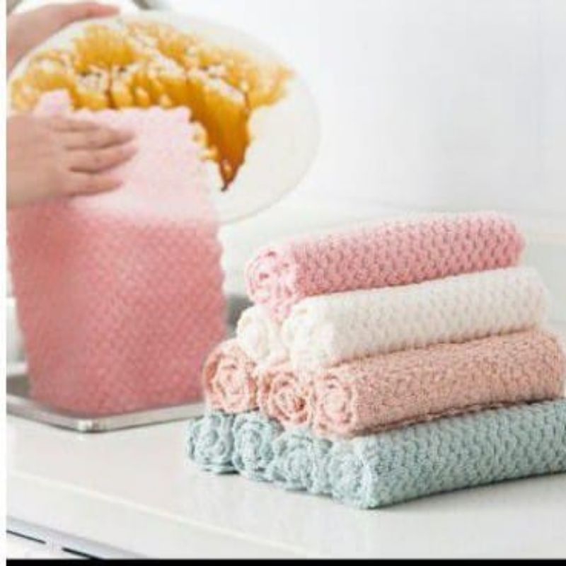 Lap piring microfiber ukuran 30 × 30 cm isi 3pcs | Lap kain daya serap tinggi | Serbet serbaguna