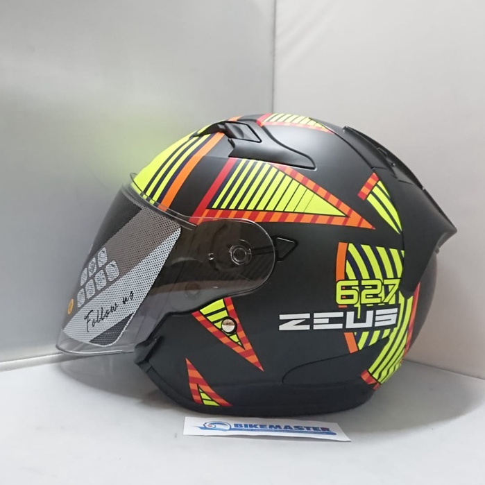 New Helm Zeus ZS-627 Matt Black BM10 Black Yellow Half Face