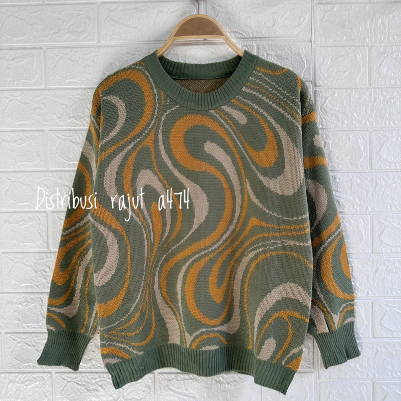 KIANA SWEATER RAJUT CROP MOTIF ZEBRA ATASAN LENGAN PANJANG WANITA