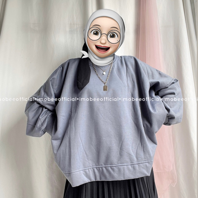 BUBBLE CREWNECK OVERSIZE BATWING BALON SWEATER