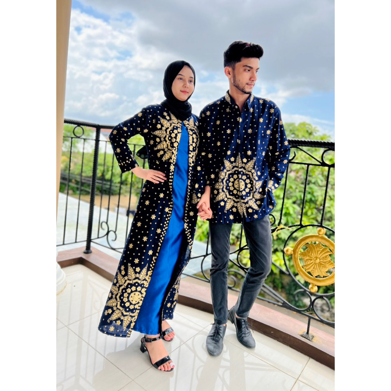 COUPLE GAMIS BATIK SONGKET PALEMBANG MOTIF MATAHARI