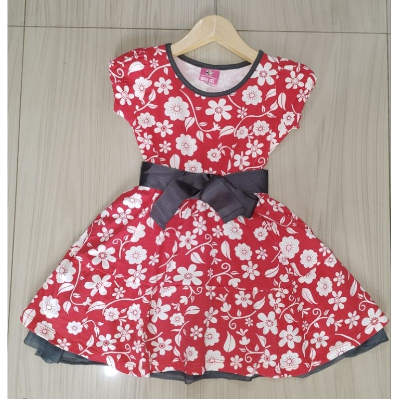 Dress Olive oyl merah bunga ( no tag)