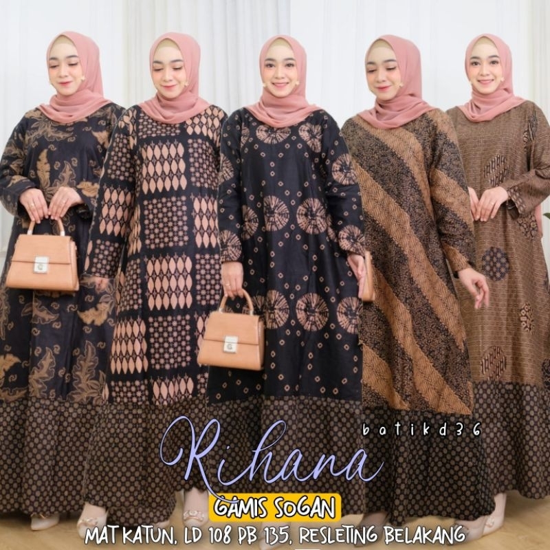 Gamis katun wanita batik murah adem halus etnik tradisional kekinian modis fashion baju tidur santai panjang syar'i seragam tebal kekinian ethnic unik mama mamah muda Tante nenek ibu wanita cewek muslim muslimah